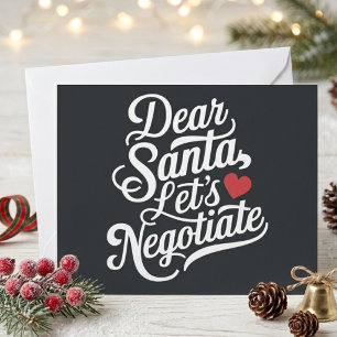 Cartão De Festividades Querido Papai Noel Vamos Negociar Citação Divertid