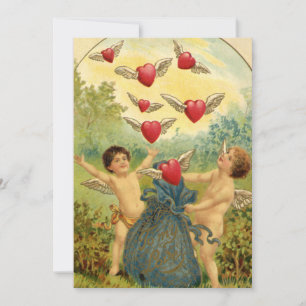 Cartão De Festividades Querubins do Meu Amor no Dia dos Namorados Vintage
