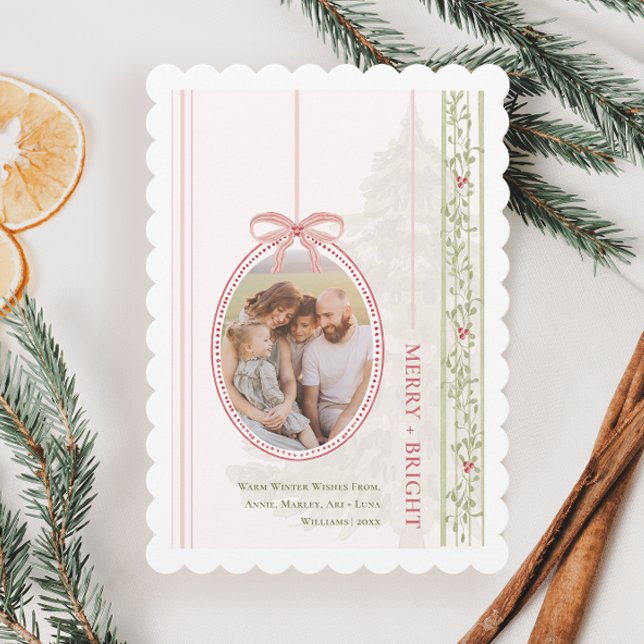 Cartão De Festividades Quic Grandmillennial Coquette Natal Dois Foto (Criador carregado)