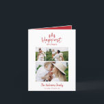 Cartão De Festividades Quic multifotométrico moderno mínimo de feriados<br><div class="desc">O moderno e mínimo cartão de feriado de na moda multi-fotos mais feliz de Natal. Com texto desenhado à mão moderno e árvores. A cor traseira pode ser personalizada. na moda mínimo simples de Natal moderno</div>