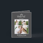 Cartão De Festividades Quic multifotométrico moderno mínimo de feriados<br><div class="desc">O moderno e mínimo cartão de feriado de na moda multi-fotos mais feliz de Natal. Com texto desenhado à mão moderno e árvores. A cor traseira pode ser personalizada. na moda mínimo simples de Natal moderno</div>