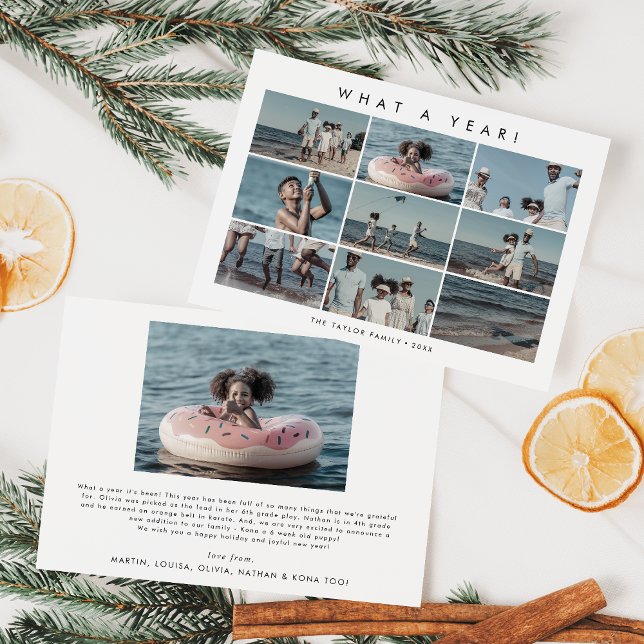 Cartão De Festividades Quic O Natal Da Colagem De Fotos De Um Ano (Criador carregado)