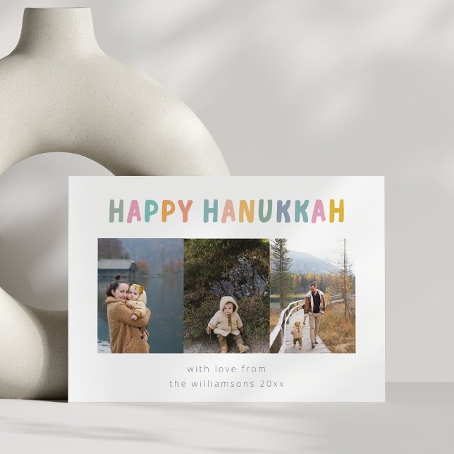 Cartão De Festividades Quimsamente Feliz Hanukkah Multifoto Quatro (Criador carregado)