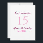 Cartão De Festividades Quinceanera simples 15 de aniversário de fada rosa<br><div class="desc">design</div>