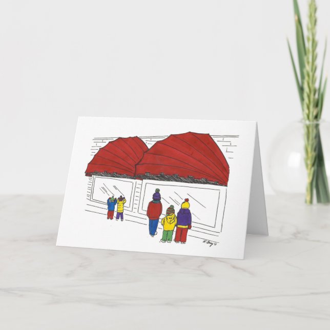 Cartão De Festividades Quinta Avenida NYC Comprando Férias de Natal (Frente)