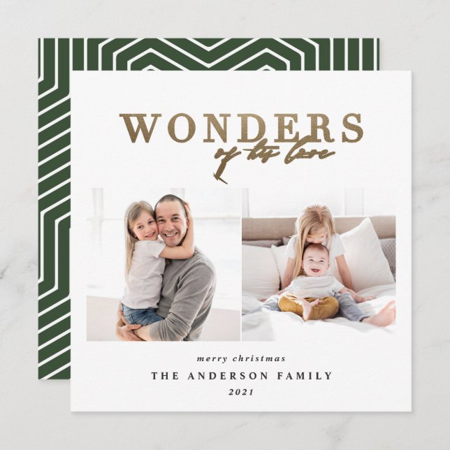 Cartão De Festividades Quiristmas multi-fotográficos de ouro religioso mo (Frente/Verso)