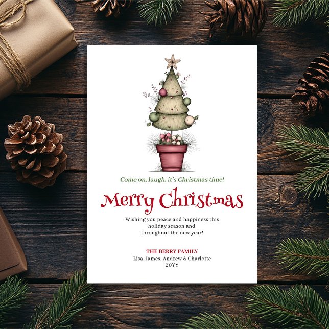 Cartão De Festividades Quirky cartoon Christmas tree greeting card (Quirky cartoon Christmas tree greeting card

)