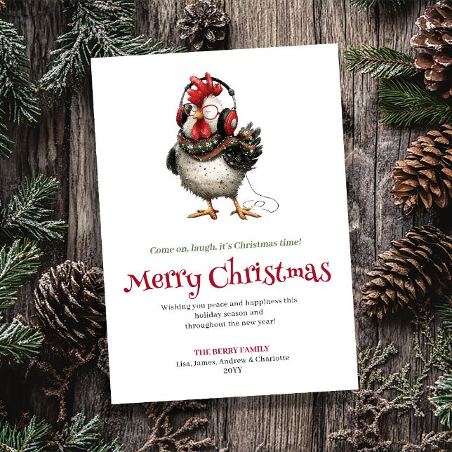 Cartão De Festividades Quirky Chickens Holiday Greeting Card Printable (Quirky Chickens Holiday Greeting Card Printable)