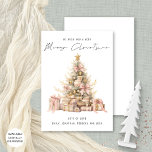 Cartão De Festividades Quirky Vintage Rosa Dourado Tree Feliz Natal<br><div class="desc">Quirky Vintage Rosa Dourado Tree O Feliz Natal está em um script de estilo manuscrito na moda set. Disponível digitalmente e impresso.</div>