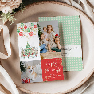 Cartão De Festividades Quirky Winter Village Red Merry Christmas 2 Photo