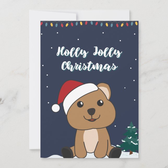 Cartão De Festividades Quokka Natal Snow Animais de inverno Quokkas Holid (Frente)