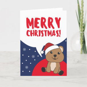 Cartão De Festividades Quokka Natal Snow Animais de inverno Quokkas Holid