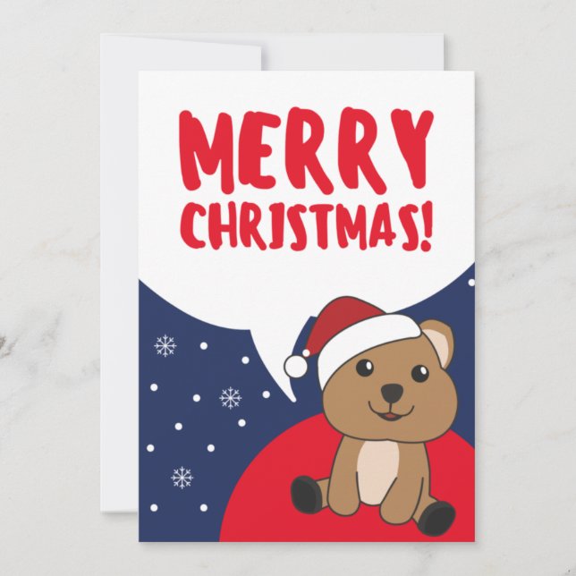 Cartão De Festividades Quokka Natal Snow Animais de inverno Quokkas Holid (Frente)