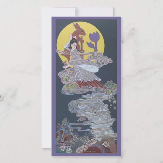 Cartão De Festividades Rabbit and Moon Goddess (Frente)