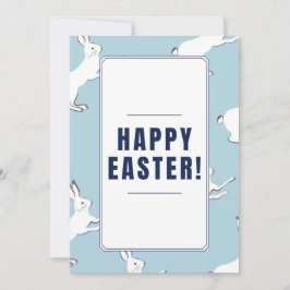 Cartão De Festividades Rabbit Bunny Pattern Happy Easter Baby Blue Pretty