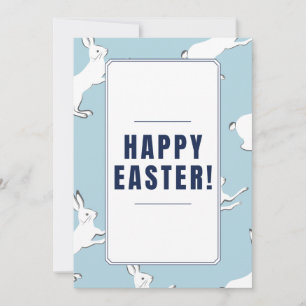 Cartão De Festividades Rabbit Bunny Pattern Happy Easter Baby Blue Pretty