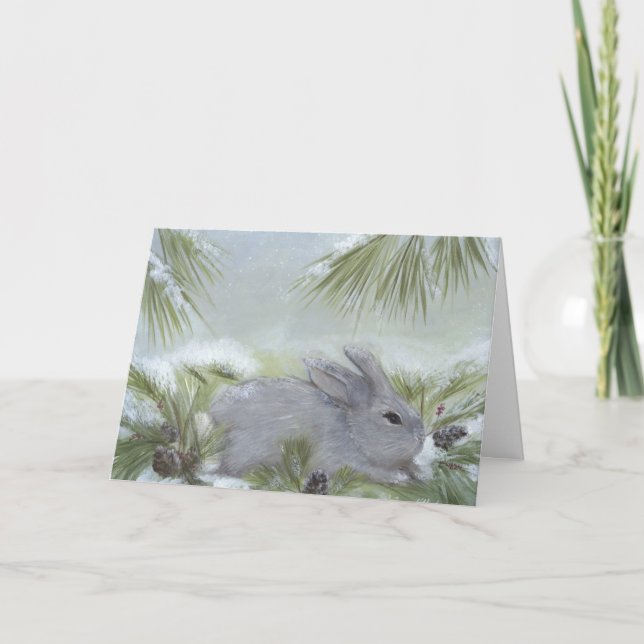 Cartão De Festividades Rabbit Christmas Card (Frente)