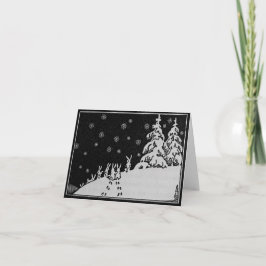 Cartão De Festividades Rabbits and Christmas Tree Winter Illustration