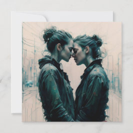 Cartão De Festividades Rabiscos de Casal Lésbico Cinematográfico