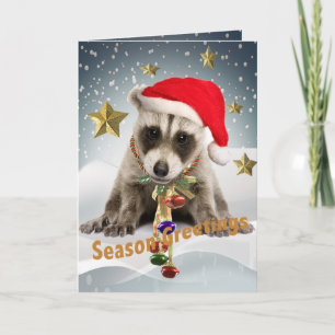 Cartão De Festividades RACCOON BABY XMAS Season Saudações 2