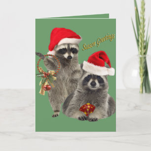 Cartão De Festividades Raccoon Christmas A Time For Divertir
