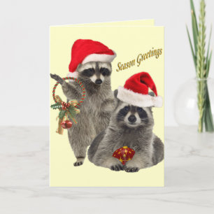 Cartão De Festividades Raccoon Christmas A Time For Divertir-Se