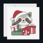 Cartão De Festividades Raccoon Christmas Gift Winter Raccoons<br><div class="desc">Feliz Natal. O guaxinim do Natal como uma saudação de Natal. Animais engraçados com presentes para as férias. Uma doce saudação de Natal. Os guaxinins são animais bonitos e perfeitos para o Natal.</div>