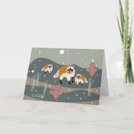 Cartão De Festividades RACCOON Holiday. Raccoon with baby in desert night