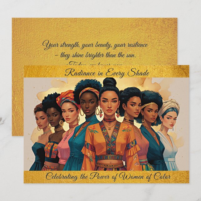 Cartão De Festividades Radiância em todas as sombras - Intel. Dia das Mul (Frente/Verso)