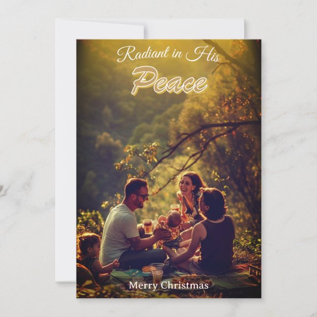 Cartão De Festividades Radiant in His Peace Religious Elegant One Photo  (Frente)