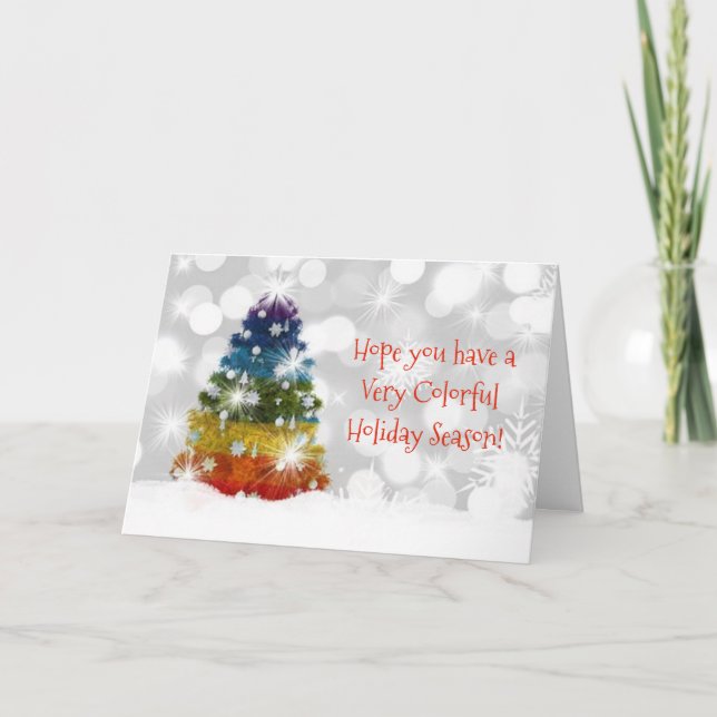 Cartão De Festividades Rainbow Christmas Tree LGBT Holiday Card (Frente)