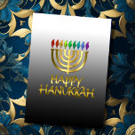 Cartão De Festividades Rainbow Dourado Menorah Flames Happy Hanukkah Card<br><div class="desc">Itens temáticos de feriado projetados por Umua. Impresso e enviado pela Zazzle ou suas afiliadas.</div>