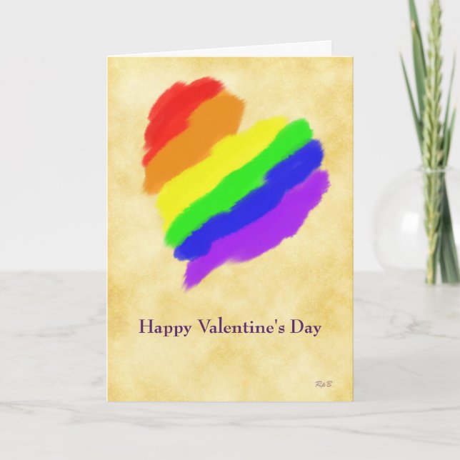 Cartão De Festividades Rainbow Heart: Gay Valentines (Frente)