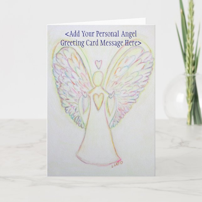 Cartão De Festividades Rainbow Hearts Angel Custom Greeting or Note Cards (Frente)