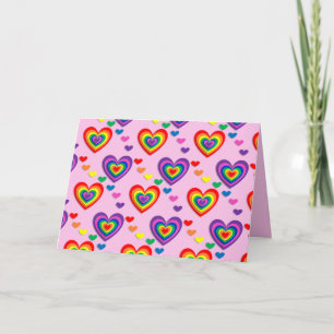 Cartão De Festividades Rainbow hearts greeting card