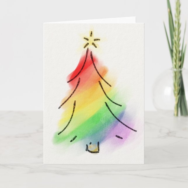 Cartão De Festividades Rainbow Holiday Tree (Frente)