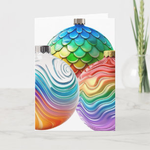 Cartão De Festividades Rainbow irradia Natal Arte Digital Bauble
