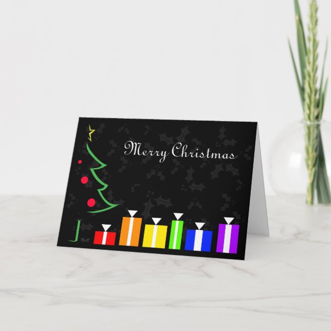 Cartão De Festividades Rainbow Presents Holiday Card (Frente)