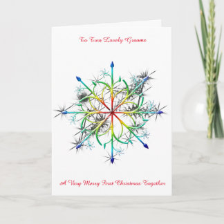 Cartão De Festividades Rainbow Snowflake Gay Newly Wed First Christmas