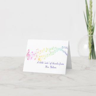 Cartão De Festividades Rainbow Staff Music Note Thank You Card