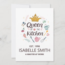 Cartão De Festividades Rainha da Cozinha Design de Nome Personalizado