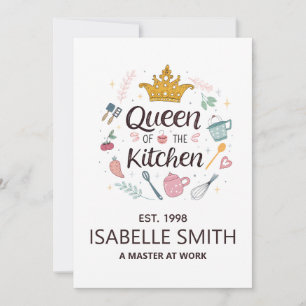 Cartão De Festividades Rainha da Cozinha Design de Nome Personalizado