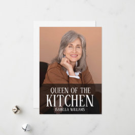 Cartão De Festividades Rainha da Cozinha Nome de Foto Editável Design