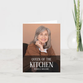 Cartão De Festividades Rainha da Cozinha Nome de Foto Editável Design