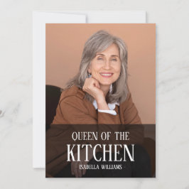 Cartão De Festividades Rainha da Cozinha Nome de Foto Editável Design