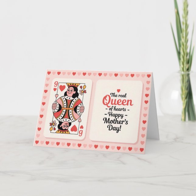 Cartão De Festividades Rainha de Copas Dia das Mães Elegante Mãe Real (Frente)