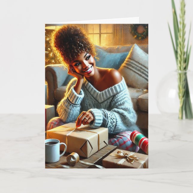 Cartão De Festividades Rainha do embrulho de Natal (Frente)