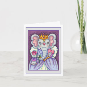 CARTÃO DE FESTIVIDADES RAINHA ELEFANTE DE CORAÇÕES E NAMORADOS ROYAIS R