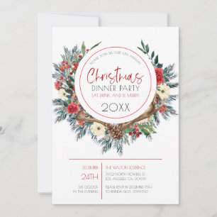 Cartão De Festividades Raios cervejeiros com flores de Natal