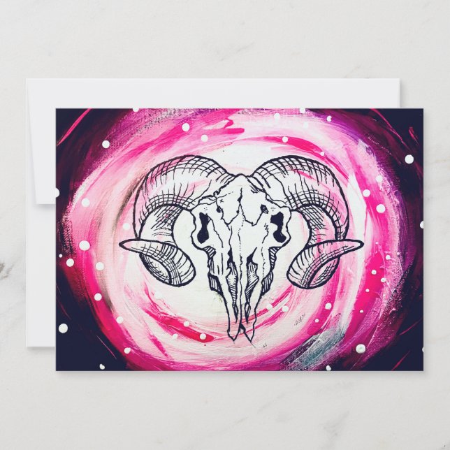 Cartão De Festividades Ram Skull Art (Frente)